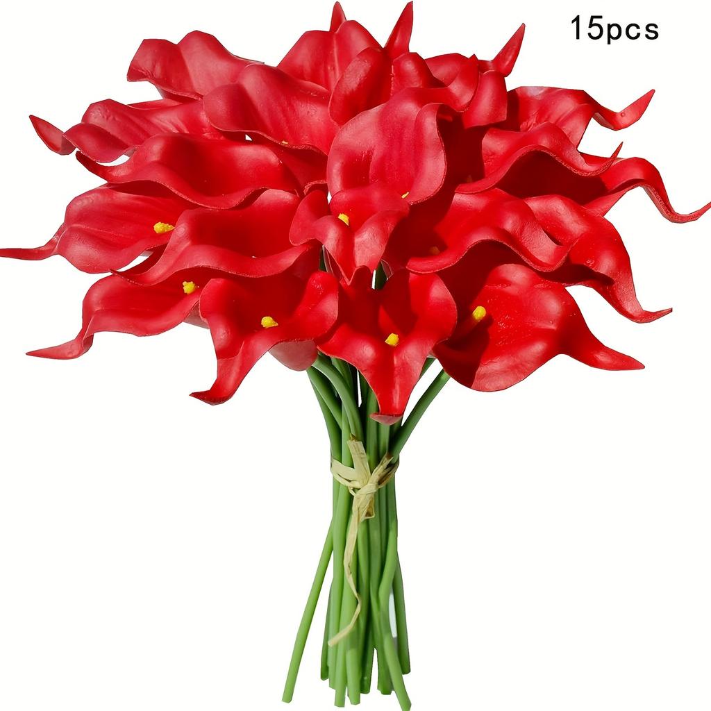 15-Pack Colorful Artificial Cara Lilies - Perfect for Mother's Day, Easter, Home & Wedding Decorations