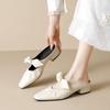 Bow Baotou Half Slippers Women's Outer Wear Summer Folds Thick Heel Empty Sandals