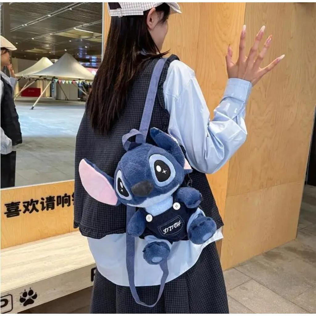 Kawaii Stitch Bag Plush Backpack Bagpack Double Shoulder Crossbody Bag Storage Pouch Plushie Anime Toy Gift for Girls