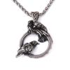 Halskette mit Odins Raben aus Edelstahl – Wikinger-Anhänger mit nordischem Stahl für Herren-Hip-Hop-Metallschmuck