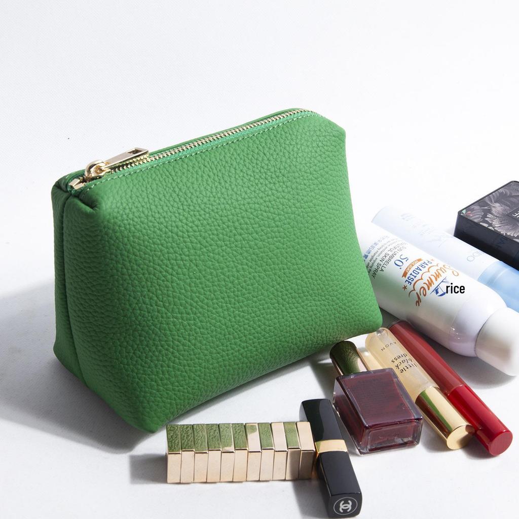 Lychee Grain Cowhide Makeup & Toiletry Bag for Lipstick & Cosmetics Storage