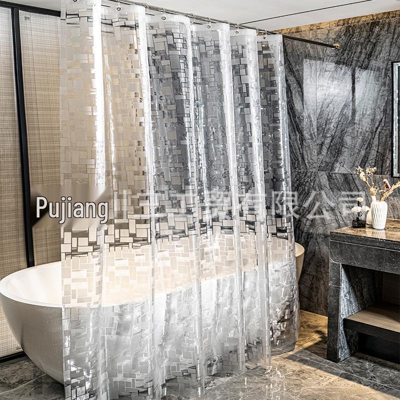 Blue Water Cube 3D PEVA Waterproof Shower Curtain