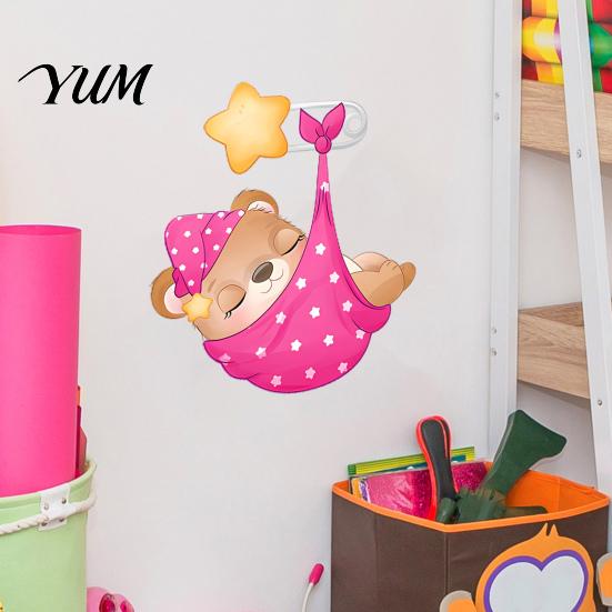 Versatile Wall Decor for Home Office Cute Bear Stickers Kids Room, PVC Waterproof Cartoon Animal Self Adhesive Bedroom Decals, Removable Art