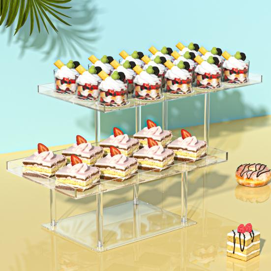 3Pcs/Set Cupcake Dessert Table Display Set Easy Assembly Versatile Design Transparent Dessert Pastry Food Treat Tier Cookie Dessert Platter