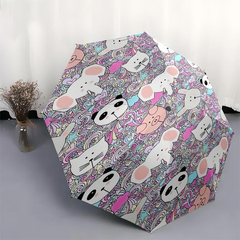 1pc Colorful Animal Pattern Umbrella with Plastic Handle, Suitable for All Seasons Outdoor PT382
