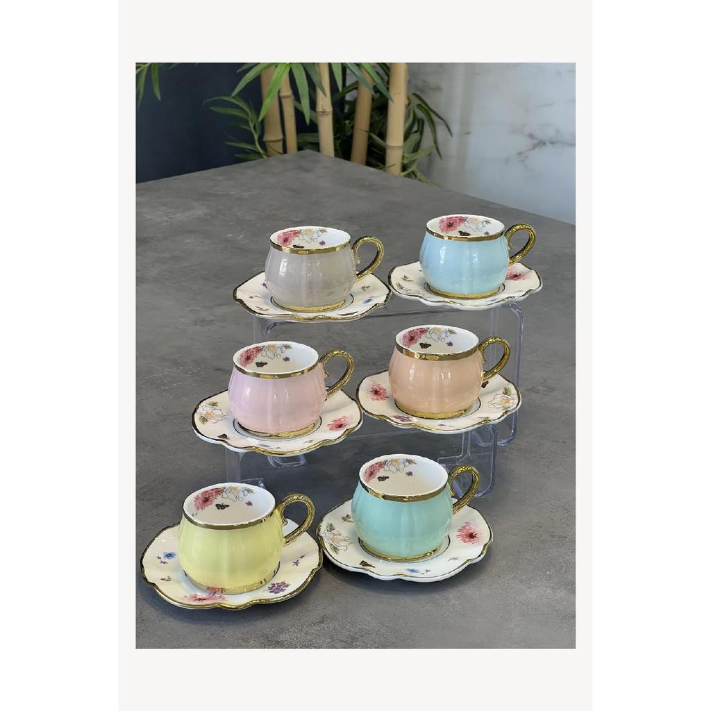 Luxury Porcelain 6 Color Rowan Cup Set