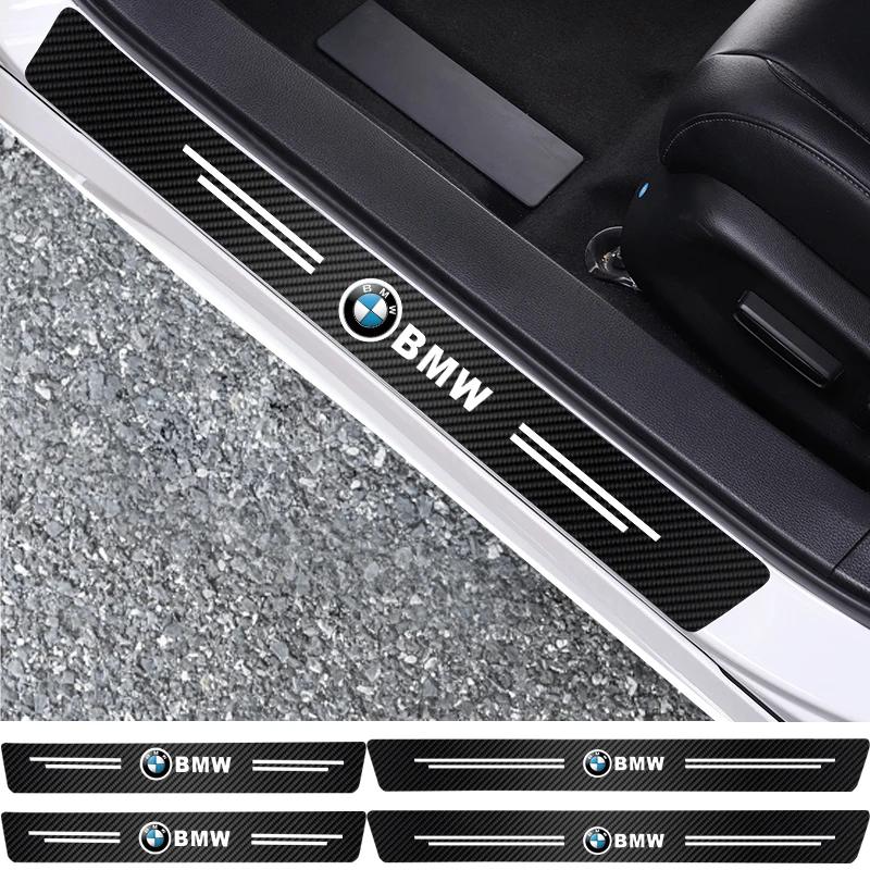 BBKP7 Leather Car Door Decals Carbon Fiber Threshold Anti Scratch For BMW X1 X2 X3 X5 X4 X6 X7 iX3 F20 F10 F07 E70 E46 E90 E92 E60 E39