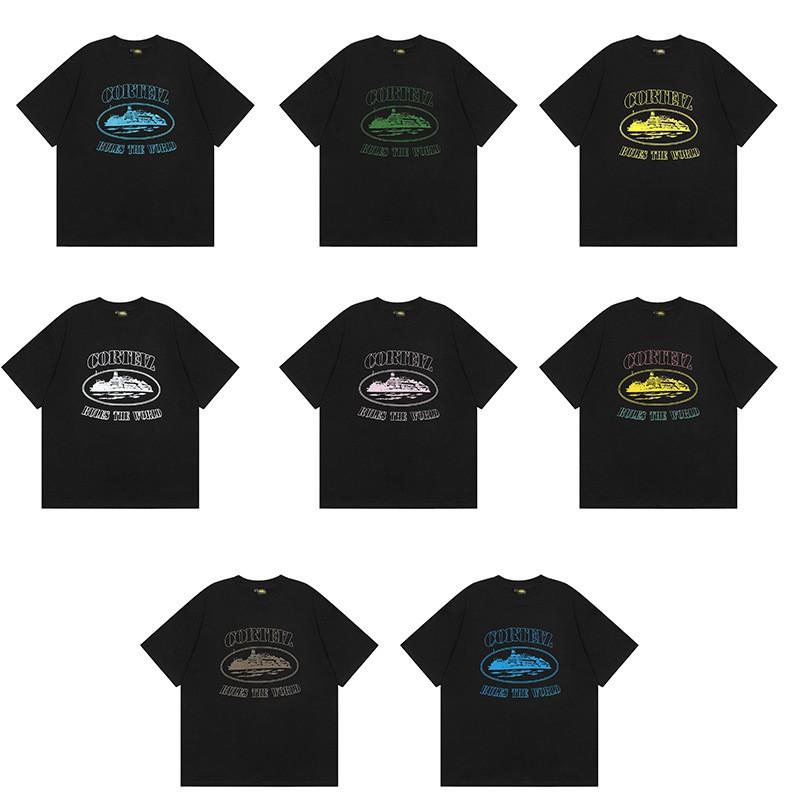 T-shirt Corteiz Alcatraz Stampata Uomo Donna Vestibilità Larga Manica Corta Streetwear Tee