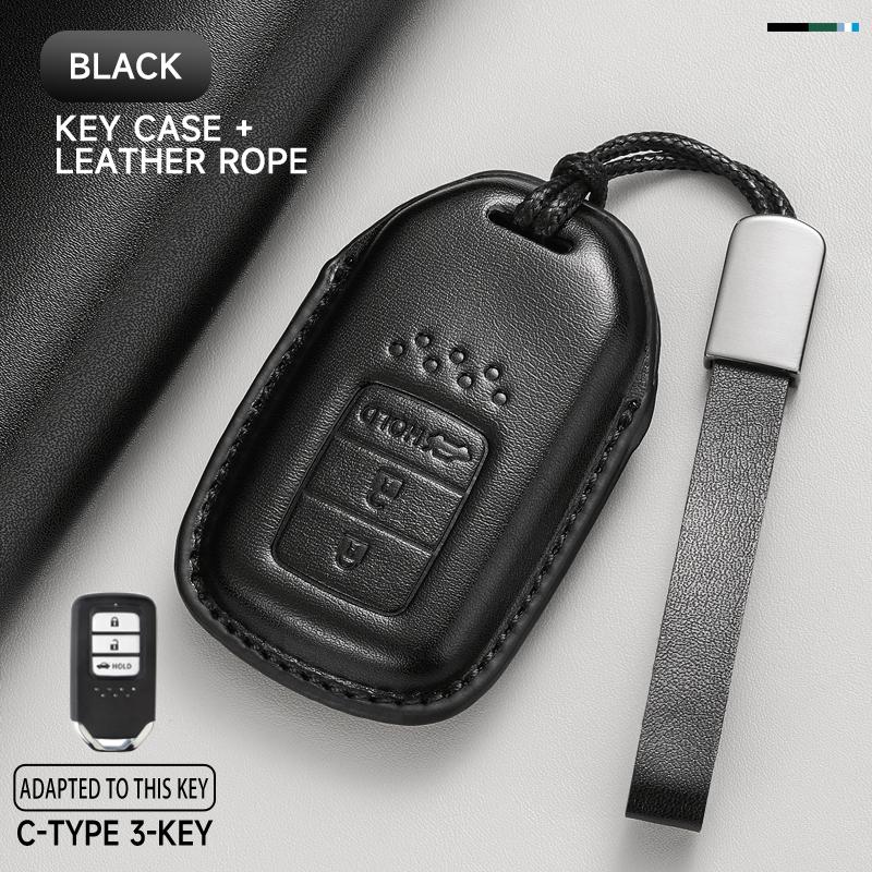 Leather Car Key Cover Case Protection Shell Keychain For Honda Accord Civic 8 10 11 Th Gen HR-V CR-V BR-V Vezel Jazz Freed Pilot