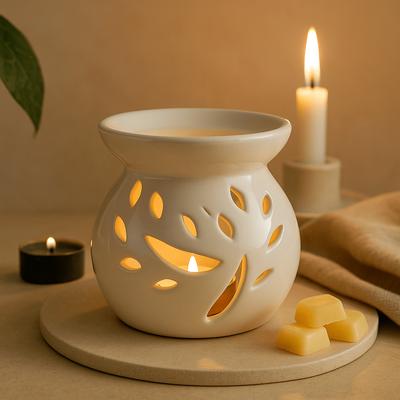 Oil Burner Ceramic White Tree Cutout