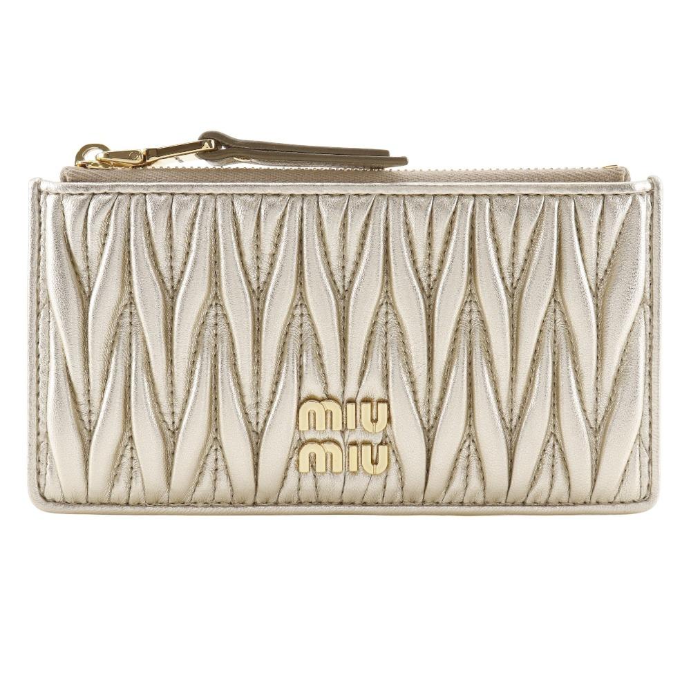 MIUMIU Fragment Case Card Case Matelasse Envelope Coin Purse PIRITE Leather Women Used