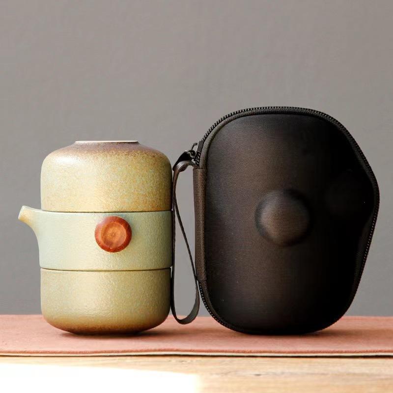 Japanese-Style Ceramic Teapot Lid Bowl Teacup Handmade Portable Travel Office Tea Set 210813