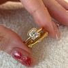 Anillo Liso de Diamantes Para Mujer, Con un Diseño de Lujo Ligero y Nicho, Anillo Versátil para el Dedo Índice, Sensación de Alta Gama, Exquisita Abertura de Anillo Ajustable