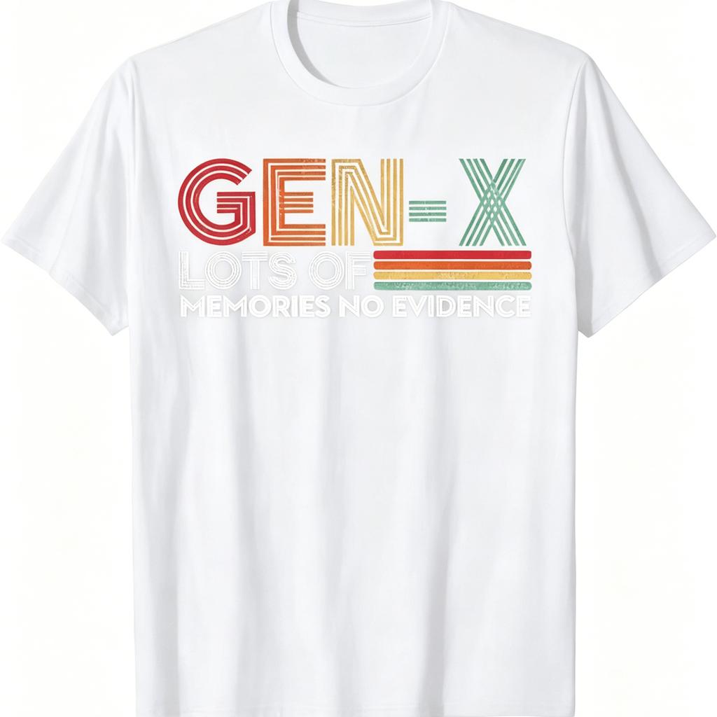 Gen X Lots Of Memories No Evidence Graphic Tshirt Casual Cotton Crew Neck Tee For Men