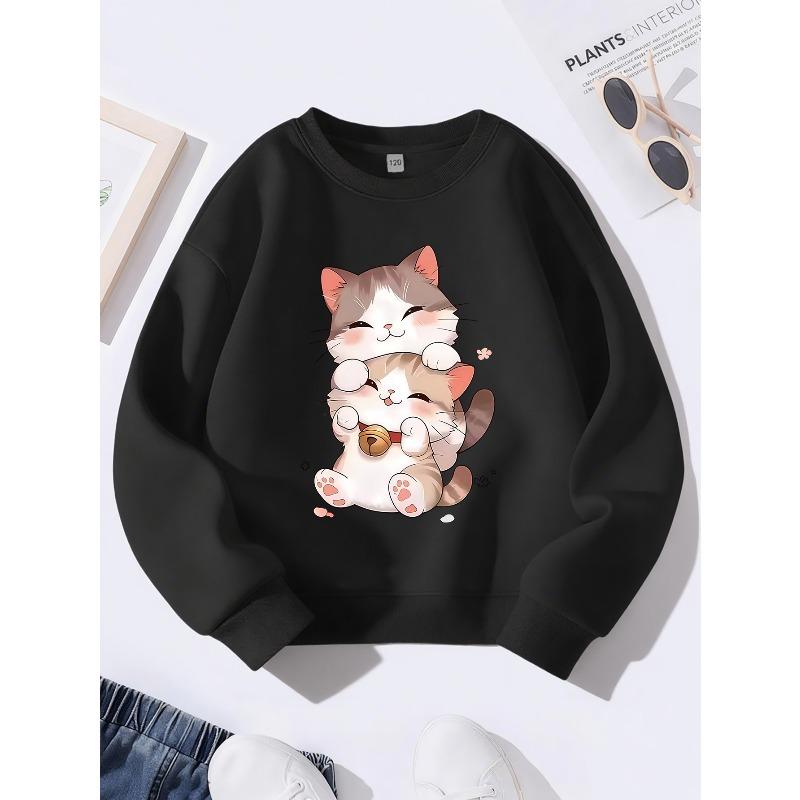 Kids Sweatshirt ,Creative Patterned Casual Top for Autumn And Winter, Stylish Street Style,Round Neck Sweatshirt