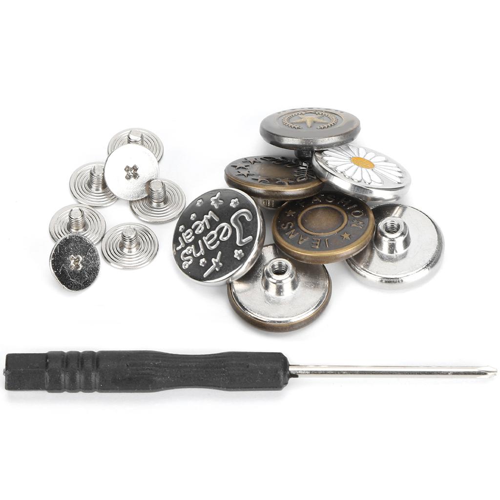 Jeans Buttons Replacement Kit NailFree No Sewing Needed Adjustable Waistline Craft Tool