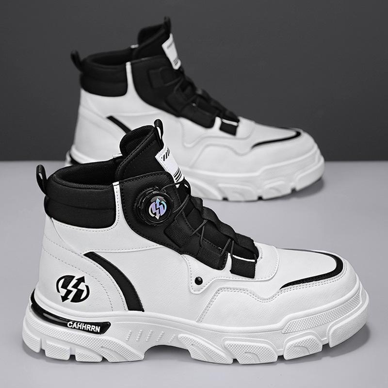 

Осень и зима новая кожаная высокая обувь Мартин модная вращающаяся кнопка накладка для ног мужская уличная спортивная большая желтая обувь мужские ботинки 45