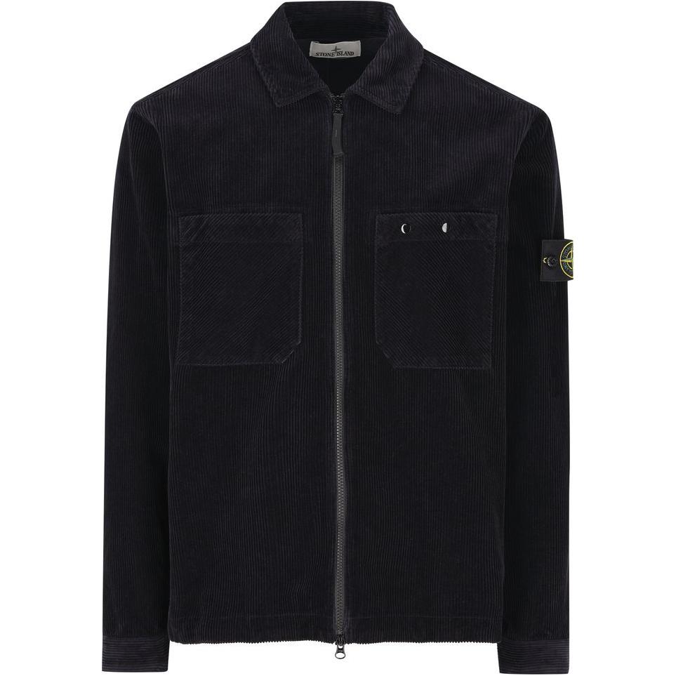 

Stone Island FW24 Corduroy Logo Badge Front Double Pocket Two-Way Zipper Long Sleeve Jacket Men jackets Navy-Blue 811511604-V0020 L