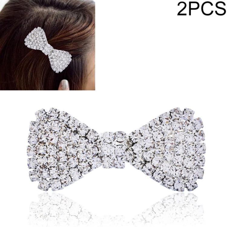 2 PCS  Fashion Women Crystal Rhinestone Hairpins Bow Knot Barrettes