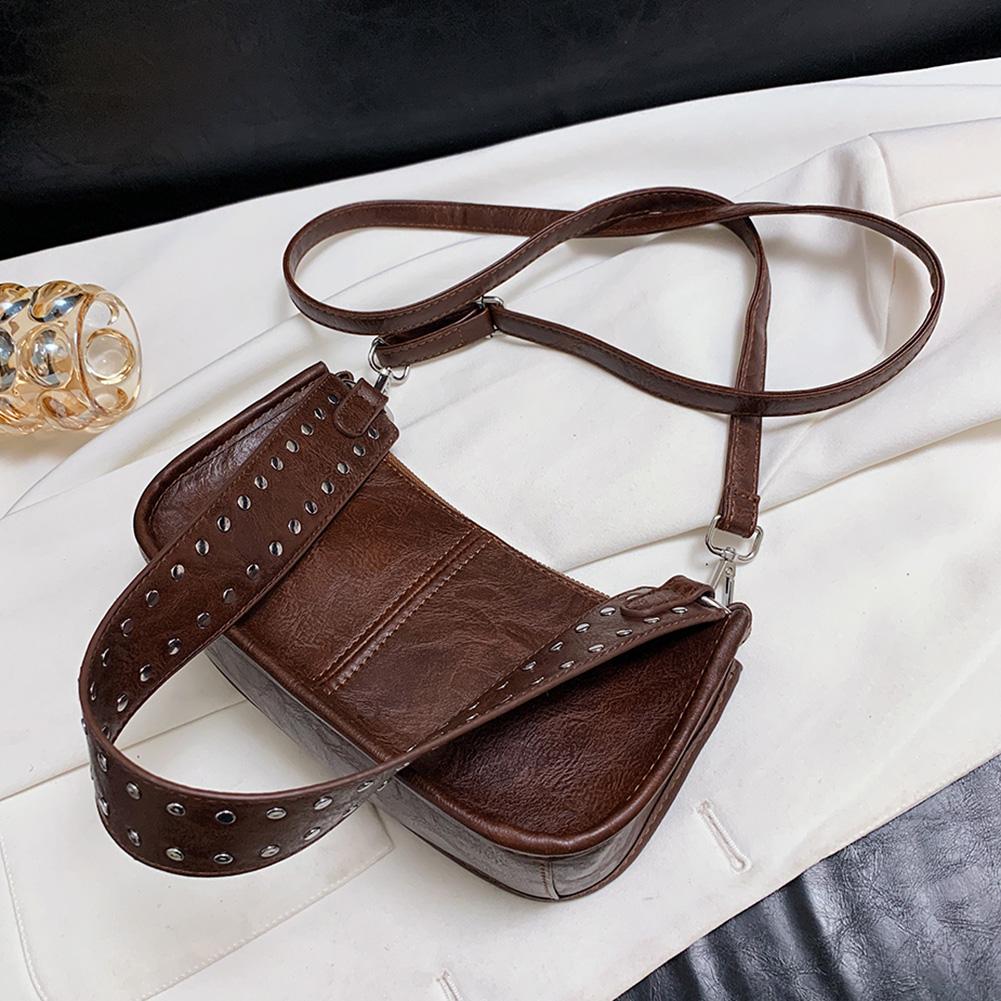 Women Studded Underarm Bag Vintage PU Leather Armpit Bag Retro Y2k Tote Handbag Vintage Crossbody Bags Fashion Hobo Shoulder Bag