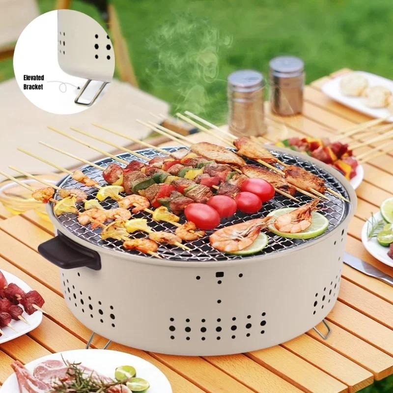 Grelhador Multifuncional para Churrasco Coreano Fogão Portátil a Carvão para Cozinhar ao Ar Livre Chá e Carne em Casa