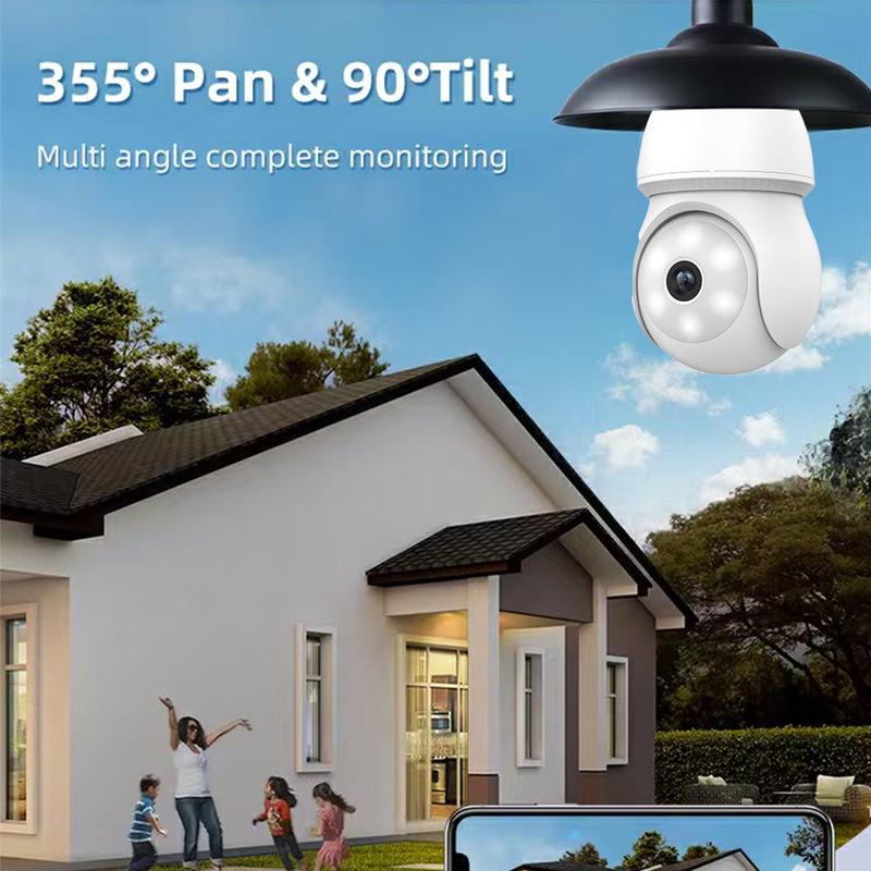 ICSEE Wireless HD Floodlight Camera with E27 Lamp Holder and Mobile Remote Monitoring