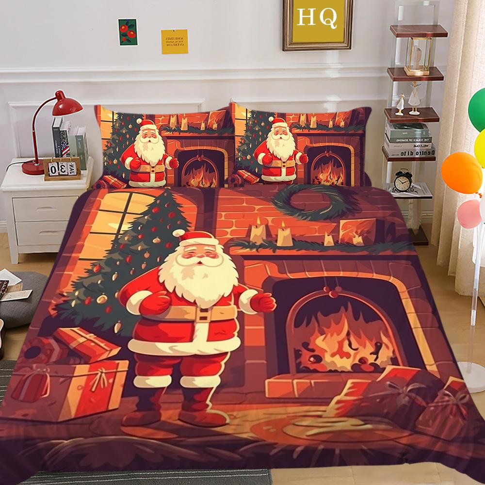 Weihnachtselch 3D-gedruckter Polyester-Kissenbezug Bettbezug Zweiteiliges oder Dreiteiliges Set erhältlich