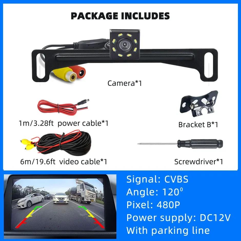 

QXNY Rear View Backup Camera American License Plate Bracket-Mounted Reverse Cam Night Vision Parking Assistance CVBS for Car