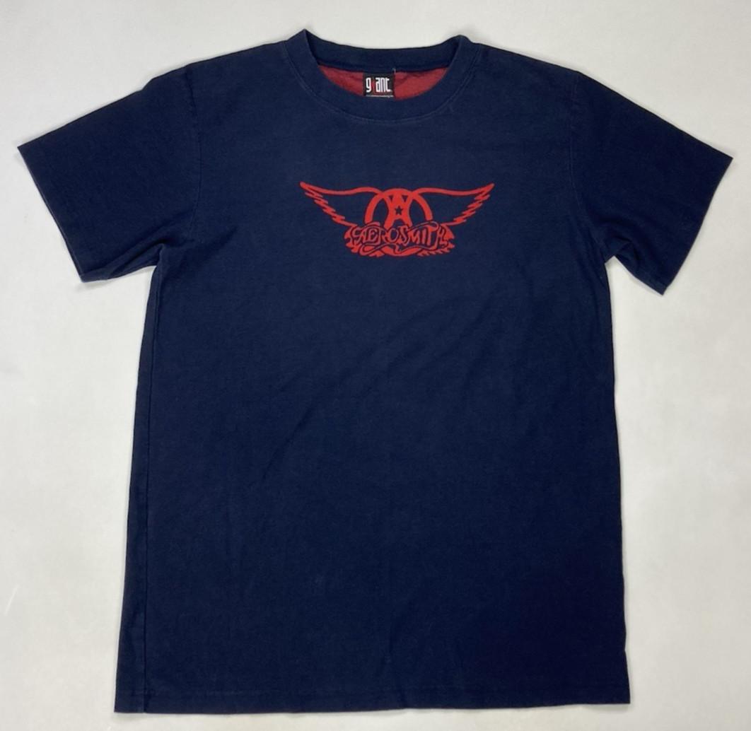 VINTAGE Giant Aerosmith Logo T-shirt Men Large Blue Short Sleeve Music USA XXXL