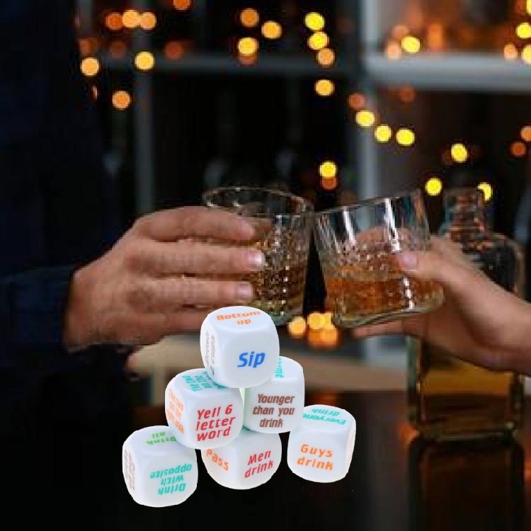 6Pcs 25mm Bar Dices Drinking Fun Game Dices Party Game Dices Pub Party Favors