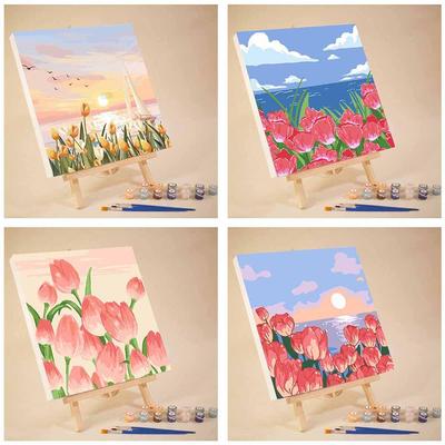 Frame Painting By Numbers Kits Abstract Sunset Landscape Modern Drawing Coloring By Numbers Acrylic Paint For Home Decor