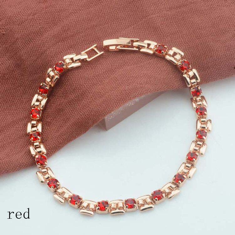 9 Color Women Girls Pink/Green/White/Red/Blue Cubic Zircon Stone Bracelets Wrist Square Shaped Bracelets
