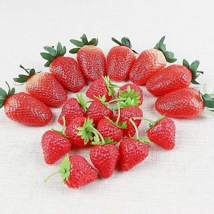 10Pcs Artificial Strawberry Lifelike Fruit Strawberries Photography Prop Home Kitchen Cabinet Party Ornament