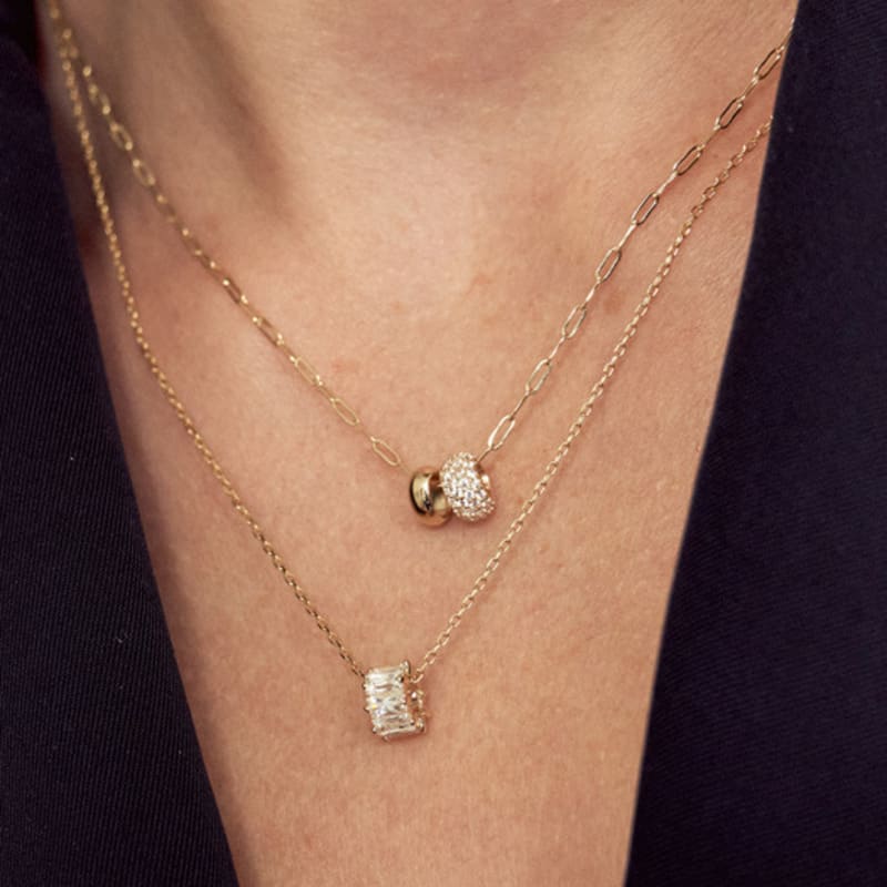 LUNNE 14k Kuppel Pave Rondelle Anhänger S (14 Karat Gold) #LFP10