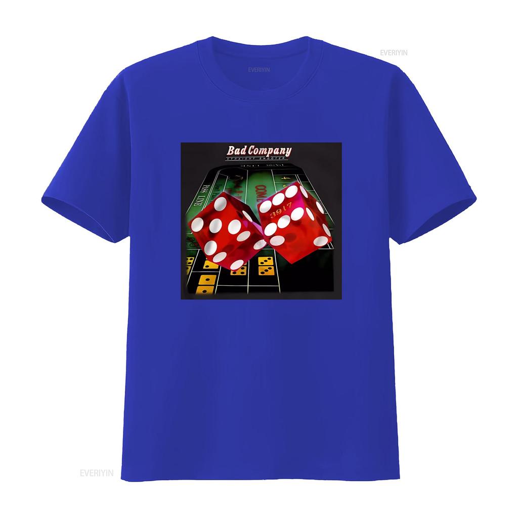 Straight Shooter Rock Group Bad Company T Shirt Paul Rodgers Mick Ralphs Retro Casino Dice Design vintage Washed Unisex homme