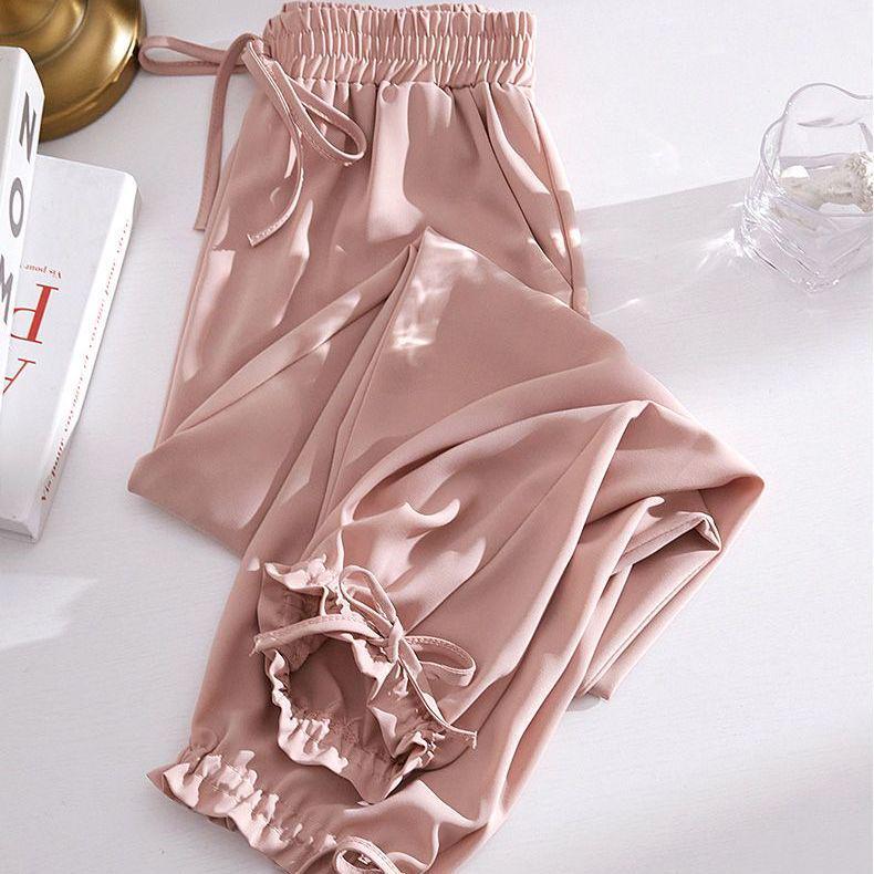Ice Silk Summer Harem Pants: Thin, Loose-Fit, Cuffed, Anti-Mosquito Lantern Style