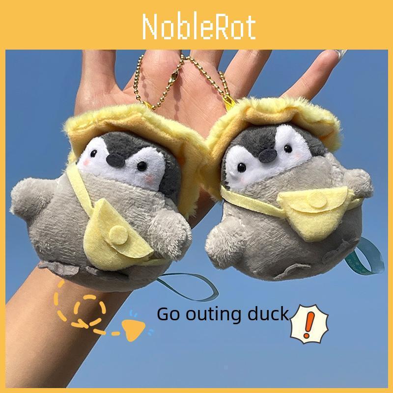 Mini Yellow Penguin Plush Backpack Adorable Stuffed Animal Keychain With Beaded Chain