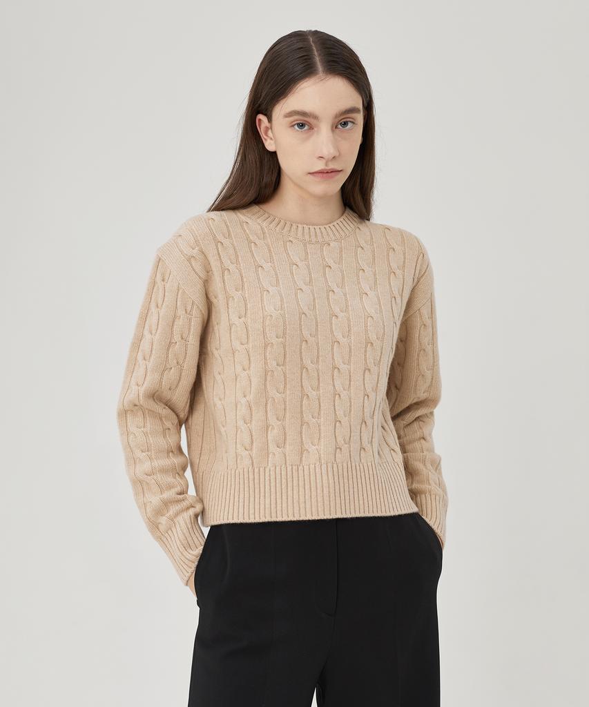 KEI CURRENT Cable Knit_Light Beige