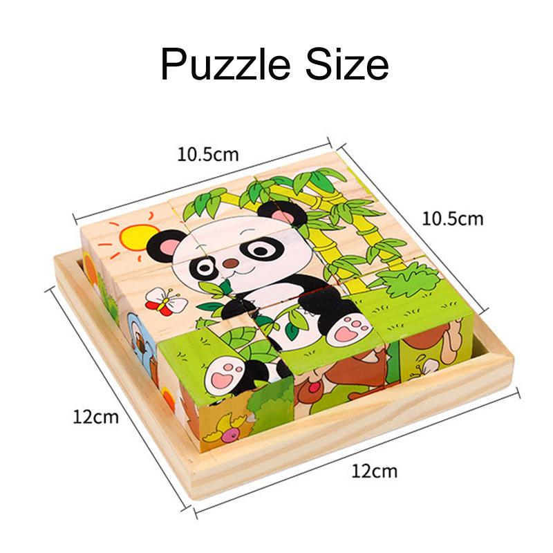 Baby Wooden Blocks Toys Children Six Side Cube Jigsaw Puzzles Game Animal Fruit Traffic Cognize Early Learning Educational Toys