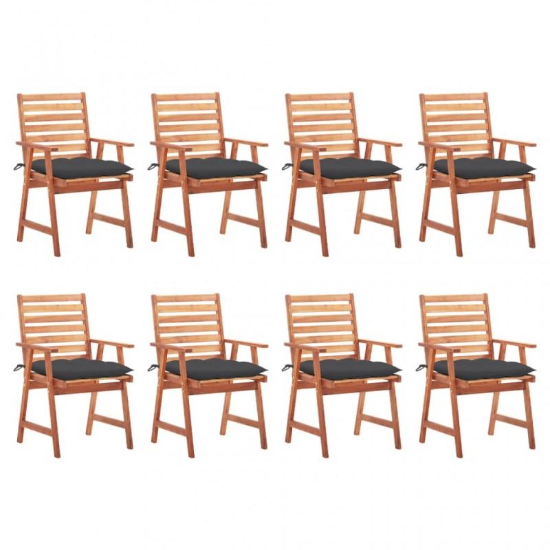 Día y Noche - Día y Noche Sillas comedor de jardín y cojines 8 uds madera maciza acacia