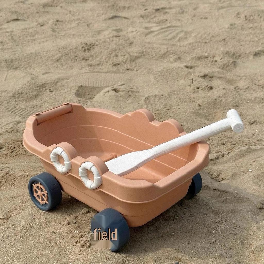 Korean Children's Wheat Straw Beach Toy Set: Boat & Handcart with Water Play and Sand Shovels