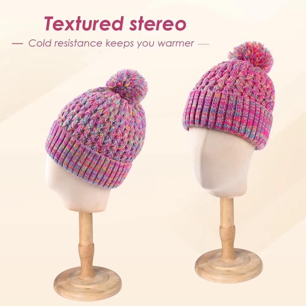 Single Layer Knit Pom Pom Beanies Colorful Winter Skull Cap Knitted Beanie Hat  Winter Season