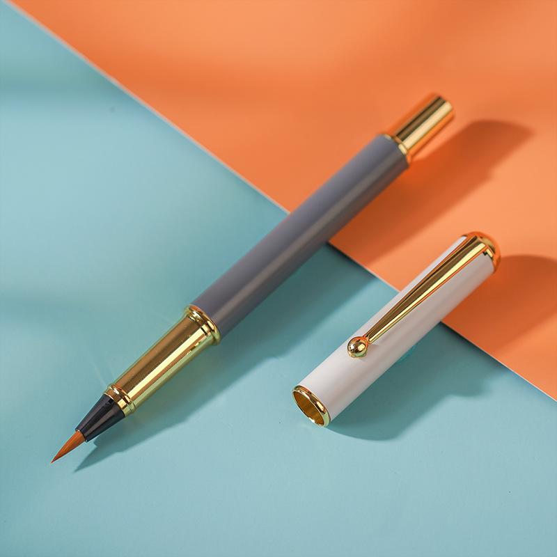 1Pc Pen-type Brush, Soft Pen, Metal Wolf Hair Small-case Pen, Scripture Pen, Ink Beauty Pen, Calligraphy Practice Fountain Pen