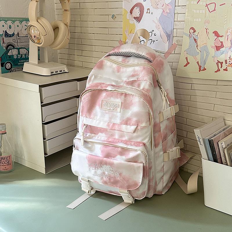Trend Tie-dye Backpack, Male and Female College Students Schoolbag, Fashion Junior High School High School Students Backpack, Large Capacity Backpack