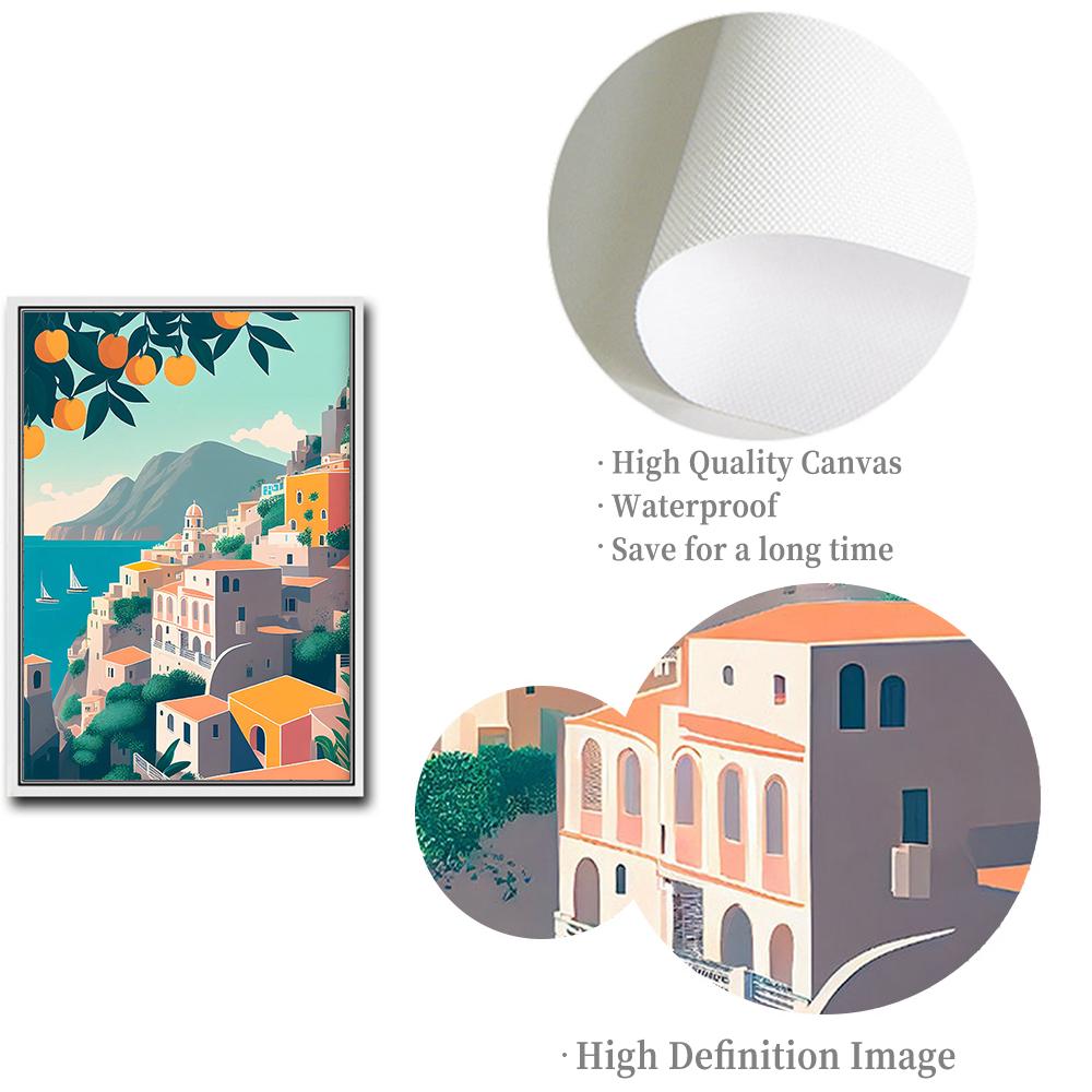Pôster da Costa Amalfitana Itália Impressão Ilustração Positano Viagem Arte Pintura em Tela Paisagem Nórdica Pintura em Tela Abstrata Decoração