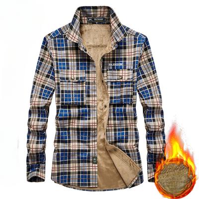 Herren Fleece Verdicktes Karomusterhemd Übergröße Langarm Lässiges Karomusterhemd Herrenjacke