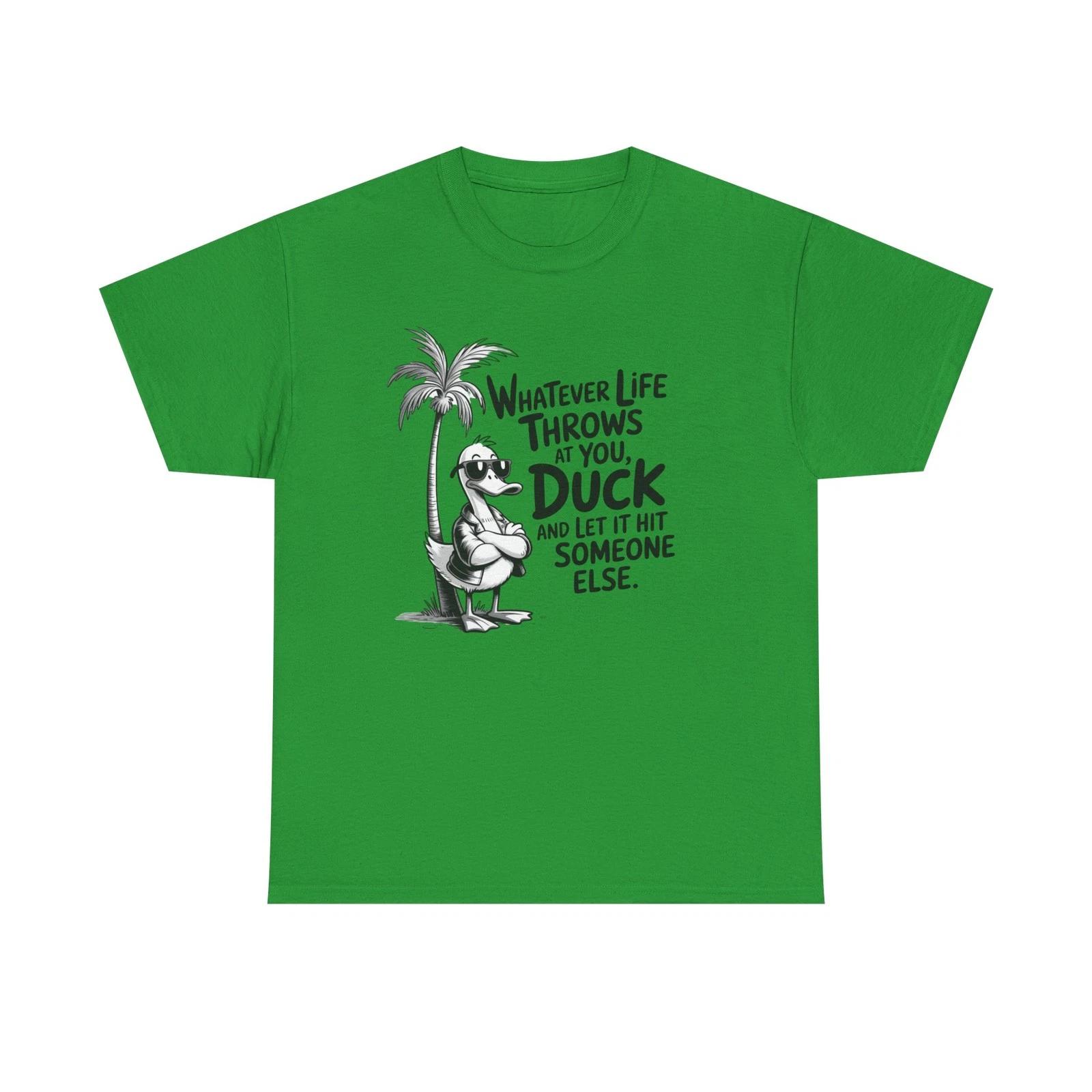 Whatever Life Throws Duck Tee | Funny Duck Cartoon T-Shirt Adult Funny Humor 2XL