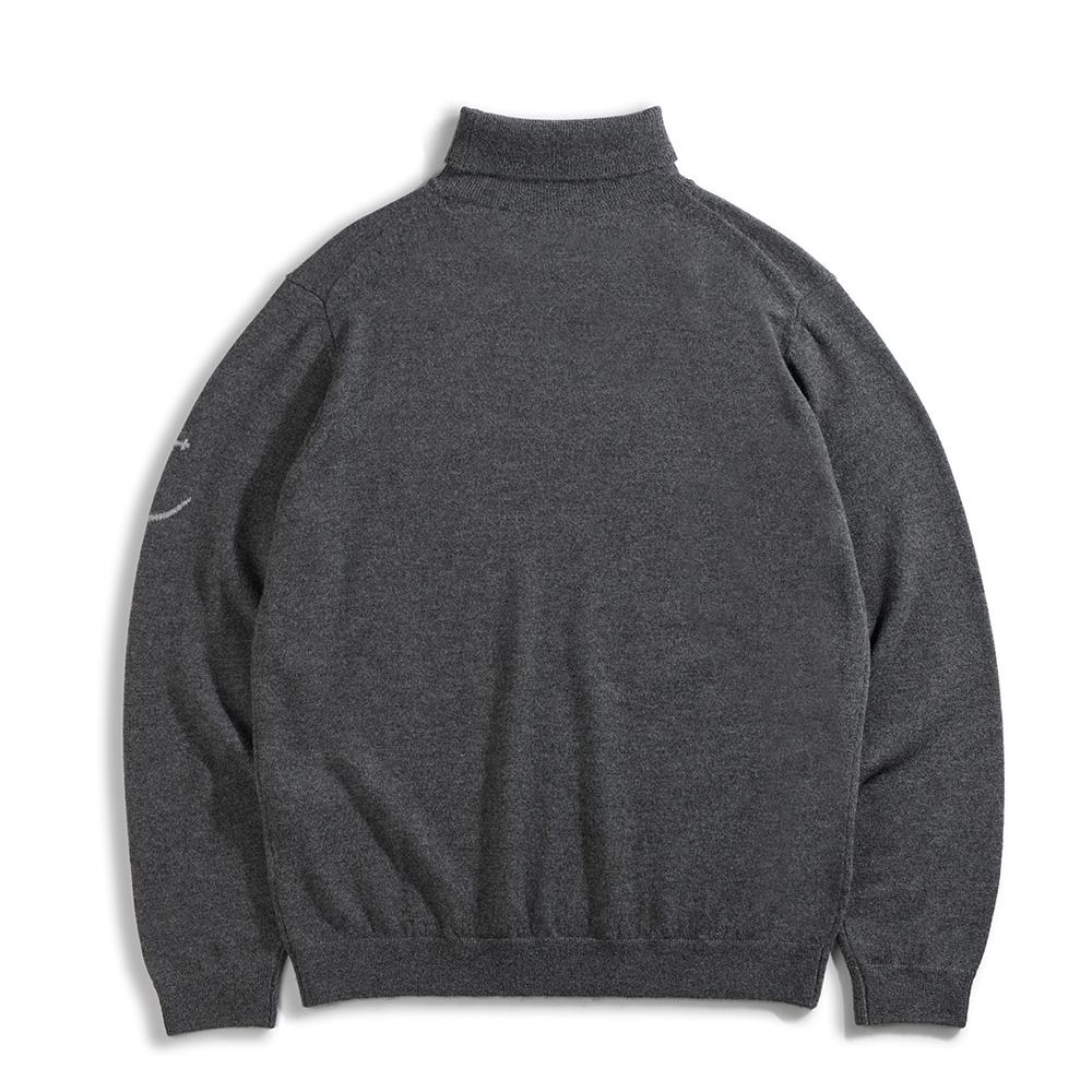 Geonjiulleunseu Super Fine Merino Wool Turtleneck Knit - Dark Gray