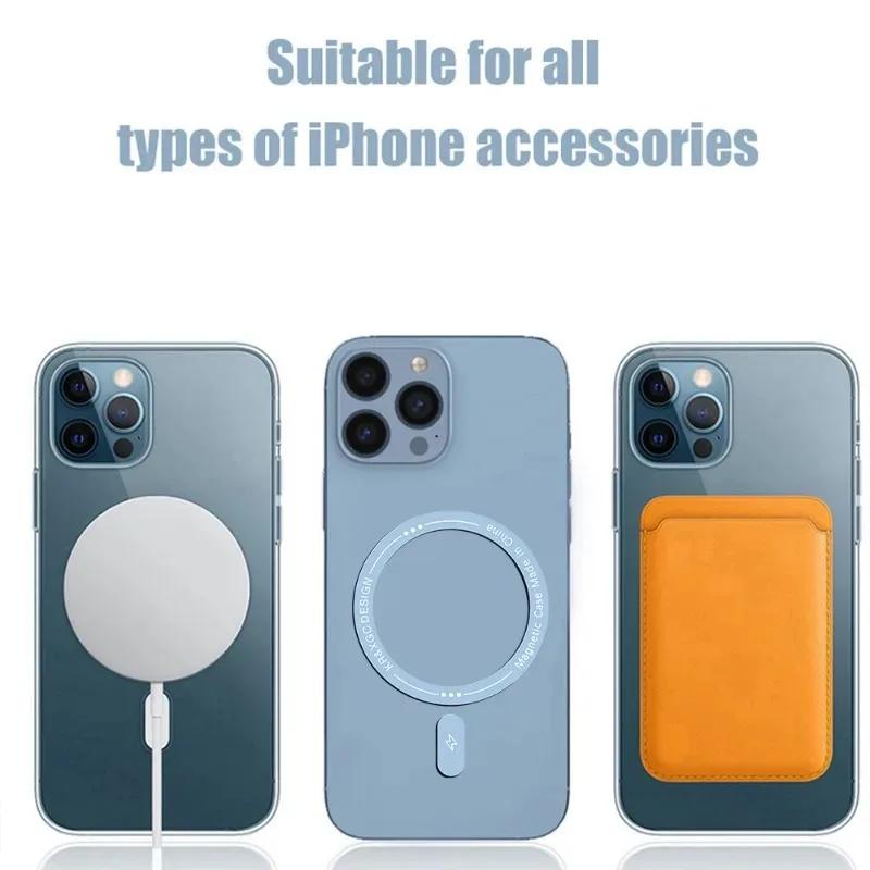 6-1Pcs Magnetic Metal Sticker Rings for Iphone 14 13 12 Plus 15 ProMax Ultra-Thin Magsafe Magnetic Wireless Charger Metal Plate