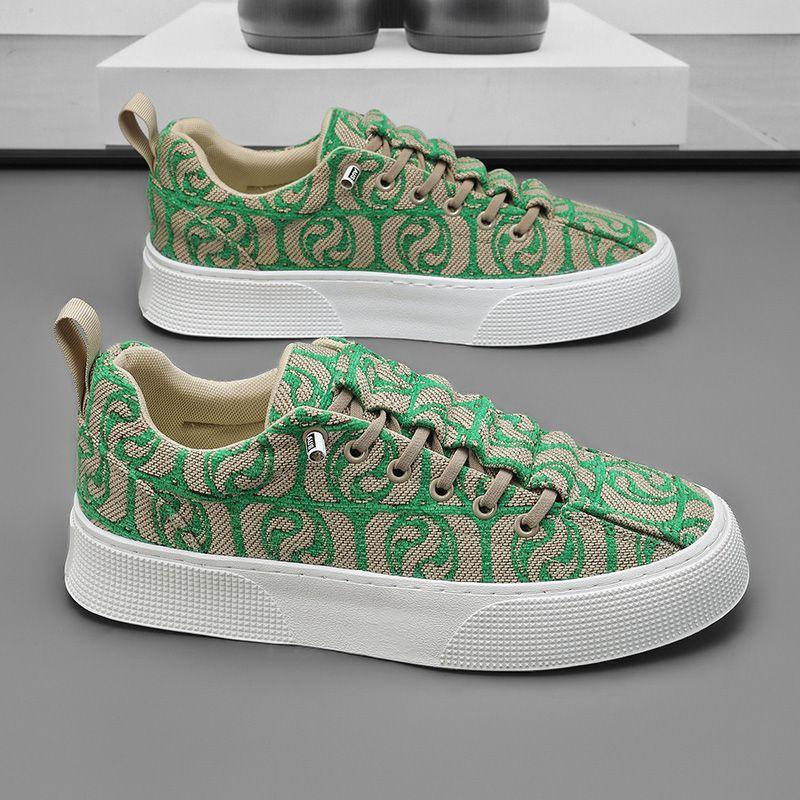 

Fashion Man Shoe Low-Top Print Khaki Canvas Sneakers With Laces 2025 Trend Elegant Without Leather Fashion Price Casual Shoes for Men 44